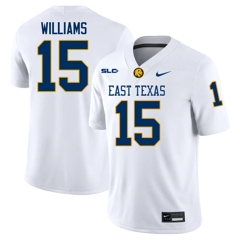 East Texas A&M Lions #15 Cinque Williams College Football Jerseys,Uniforms-White